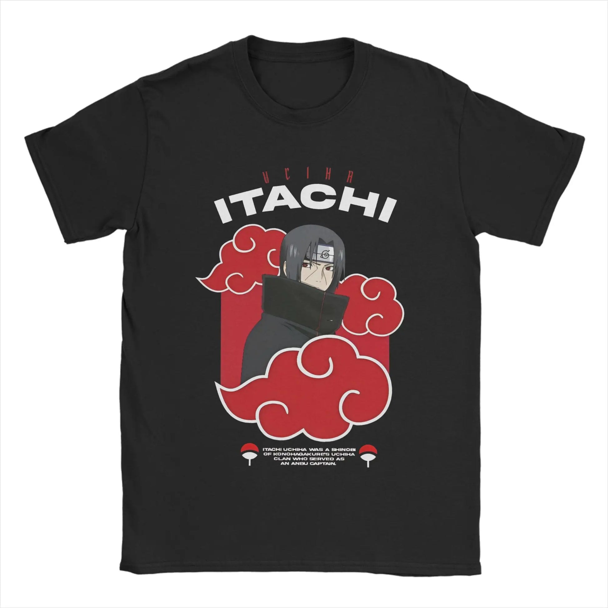 Black T-shirt featuring Gaara from Naruto with red accents and a unique design for anime fans.