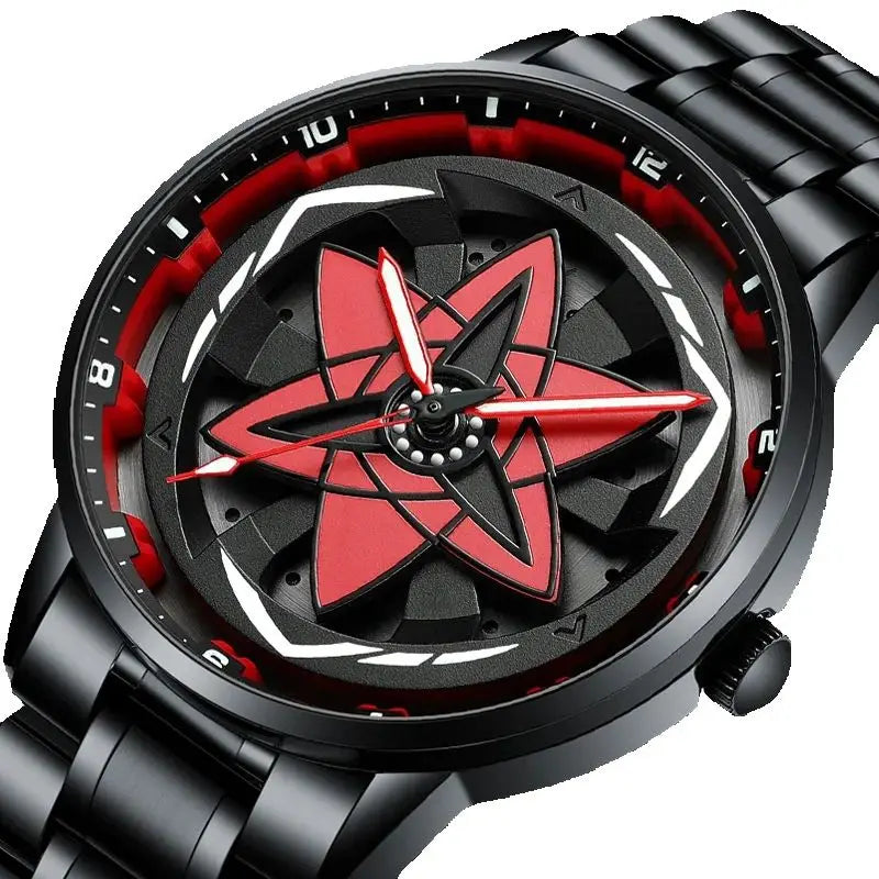 Kaleidoscope Sharingan Rotary Dial Watch 3D Japanese Anime Dial Quartz Men's Watch Top Brand Luxury Waterproof Fashion Men Watch