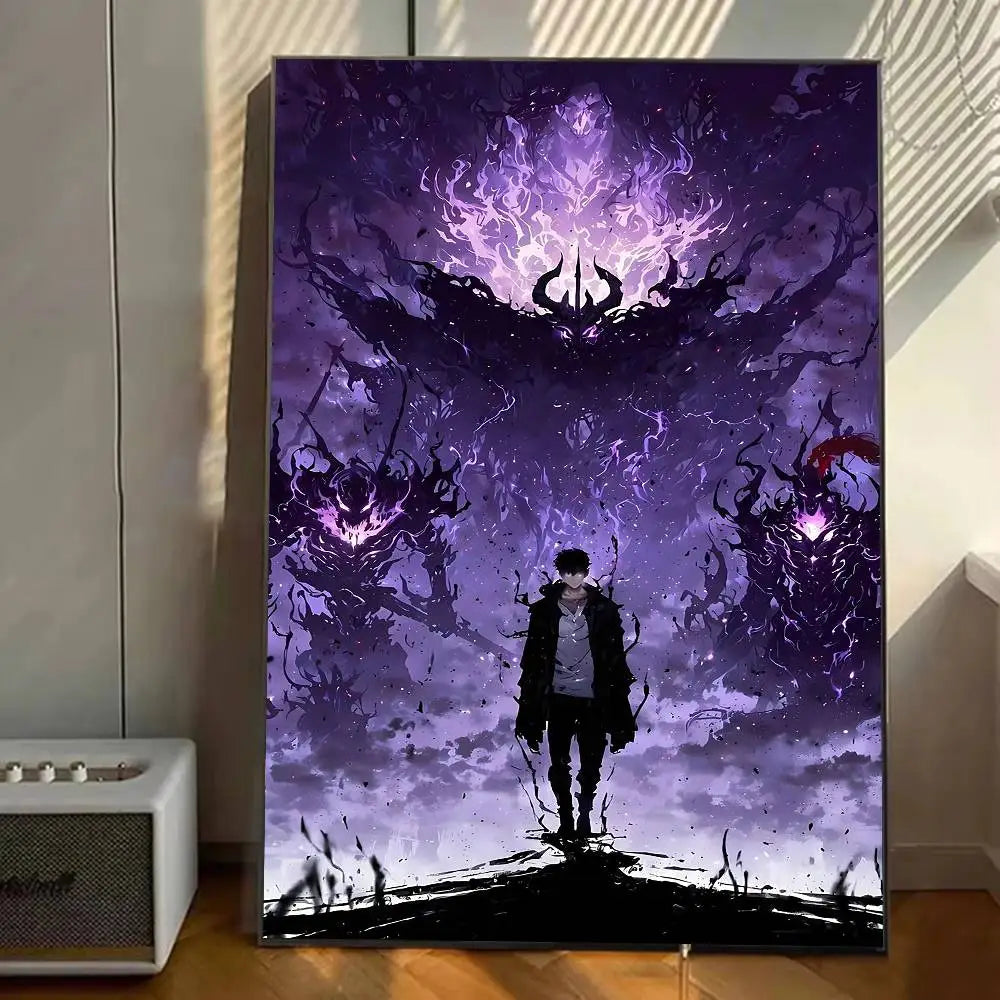 S-Solo Leveling Anime Poster Gallery Prints Self Adhesive  Home Decor Decoration Wall Decals Living Room Sticker