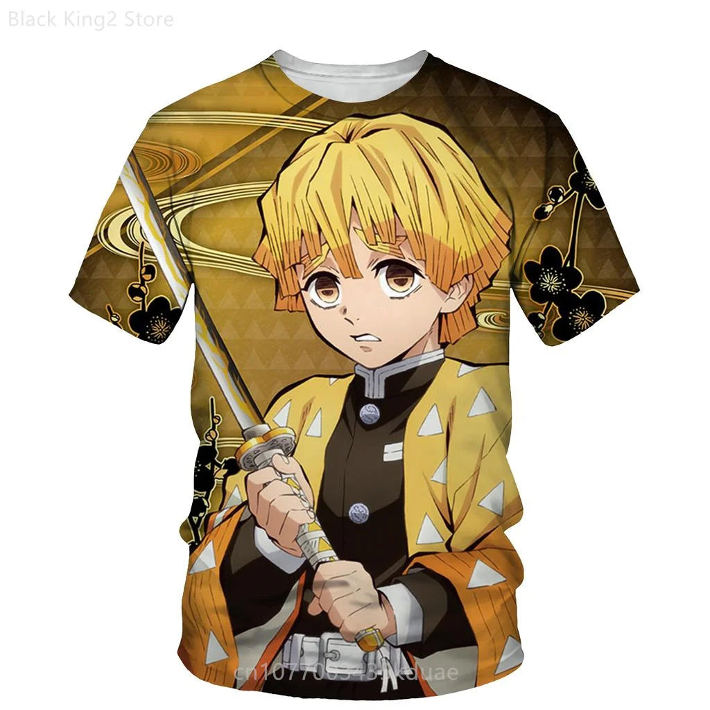 Demon Slayer Men's T-shirt Summer Cartoon Anime Manga Short Sleeve T Shirt Harajuku Boys Girl Casual Tops Oversized Men Clothing