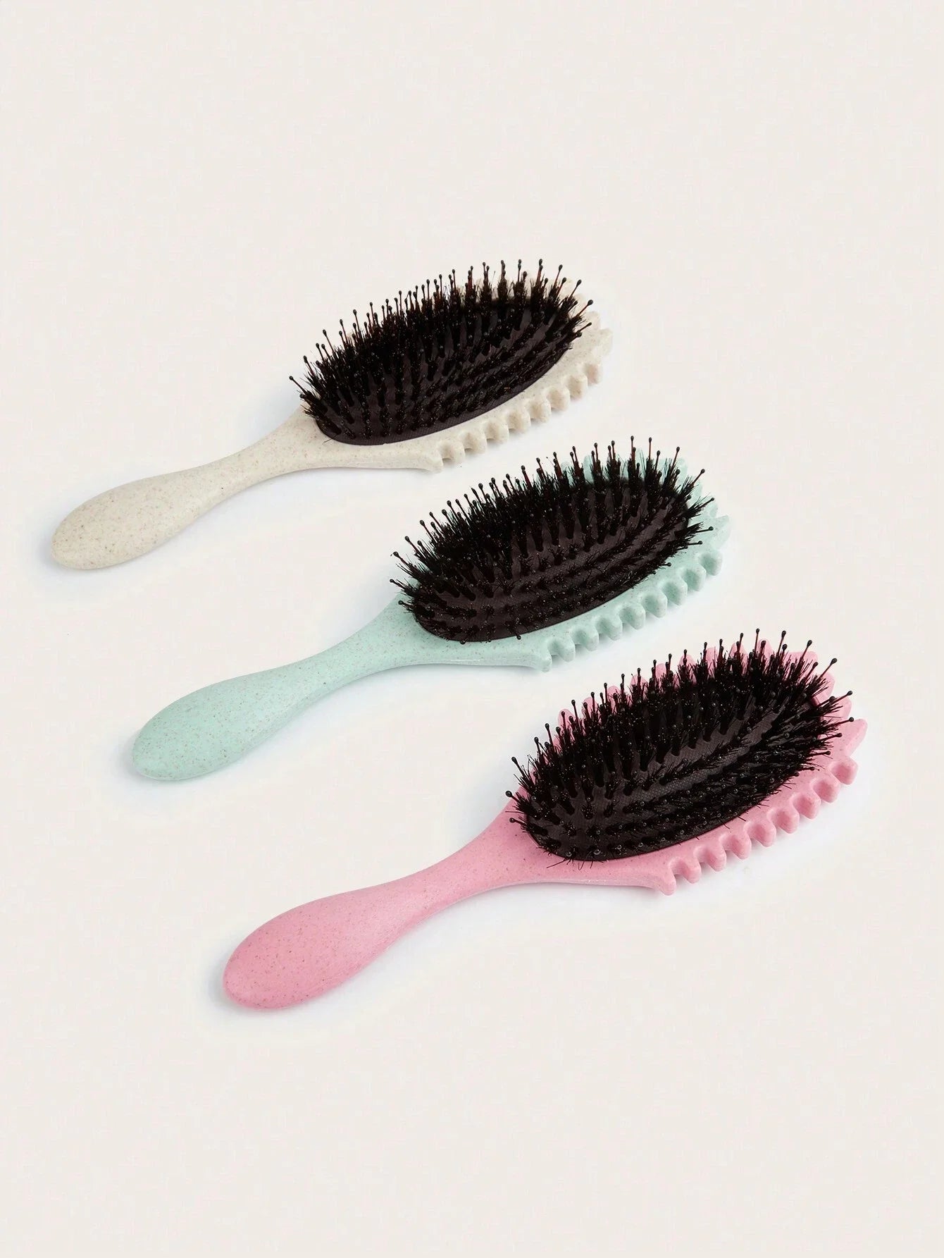 1 Pc Oval Air Cushion Comb With Handle,Wheat Straw  Define Styling Brush,Detangling Hair Brush, Professional Hairstyle Comb, Bou