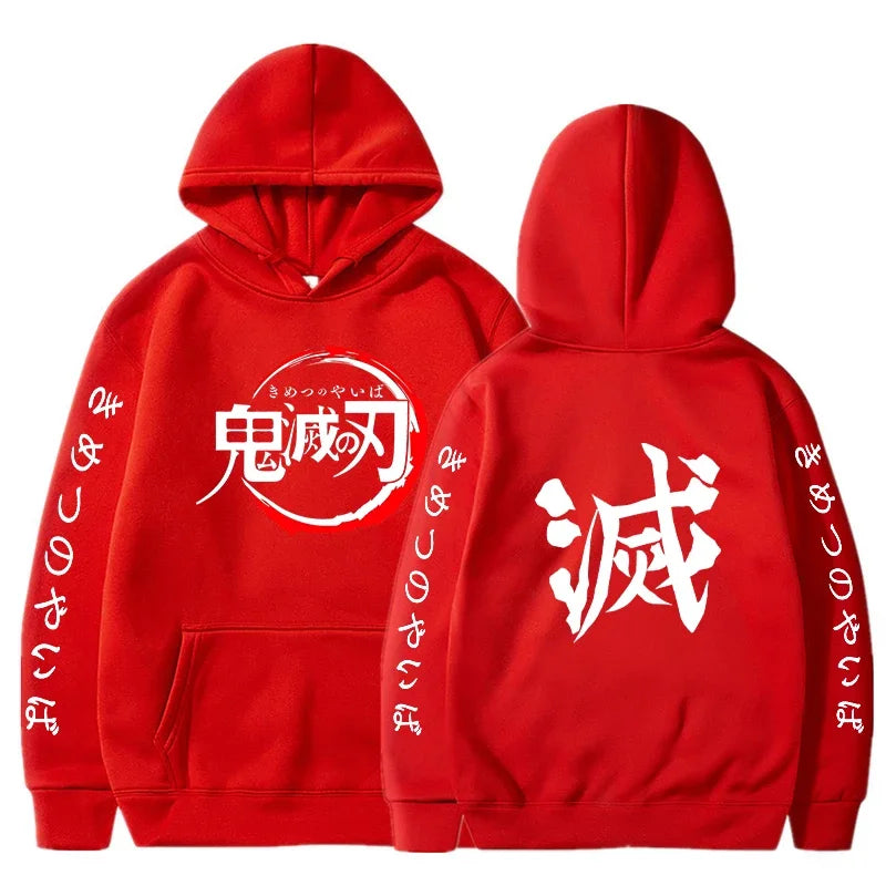 Demon Slayer Hoodies Men Fashion Letter Graphic Printed Sweatshirts Women Casual Harajuku Streetwear Hooded Pullover Sudaderas