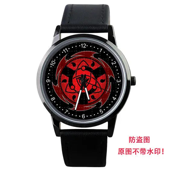 Naruto Watch Men's Electronic Watch Casual Leather Strap Waterproof Watch Animation Uzumaki Naruto Sharingan Holiday Gift Watch