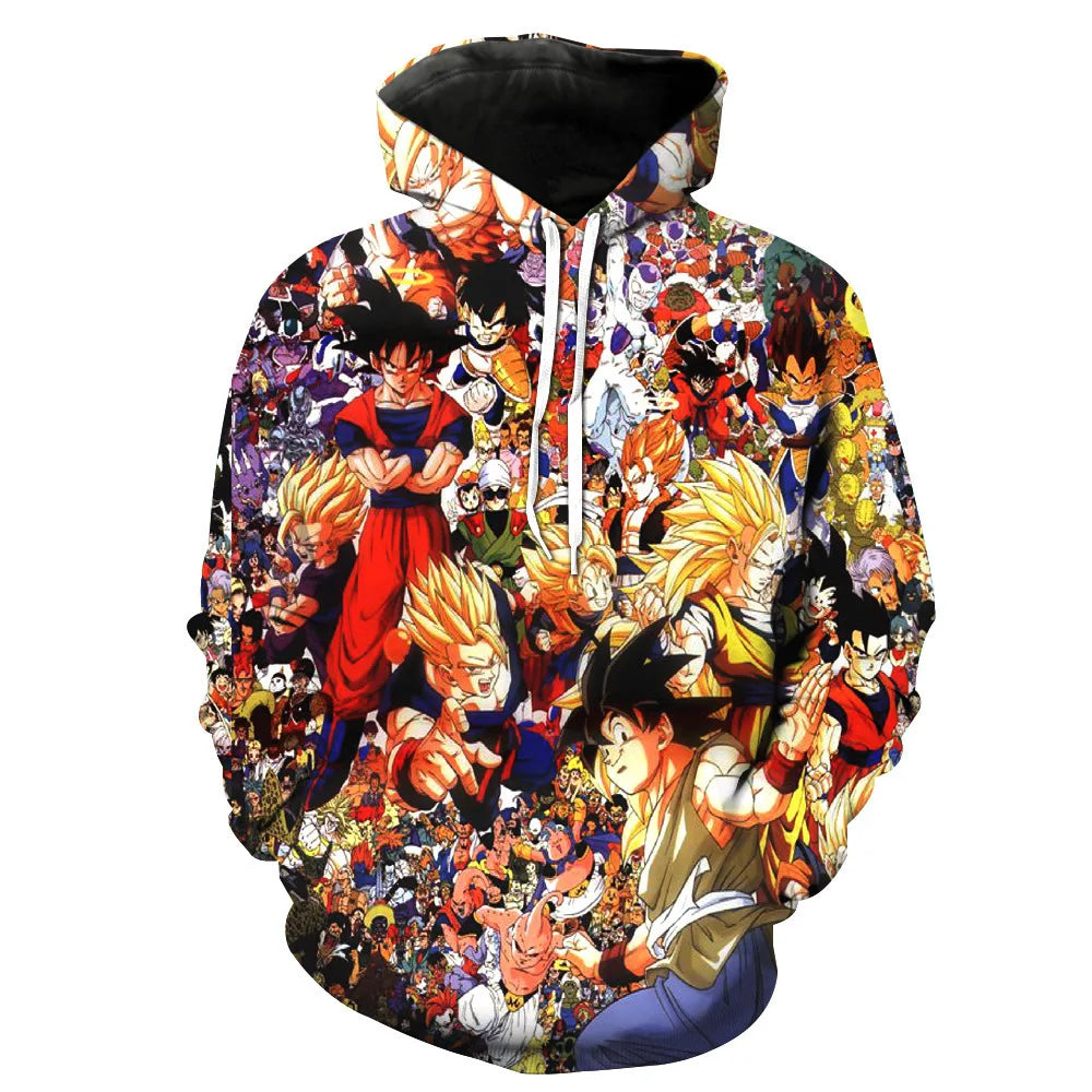 2024 3D New Anime Dragon Ball Printed Sweater Series Pullover Generation Tide Brand Hoodie Gift Pink Goku