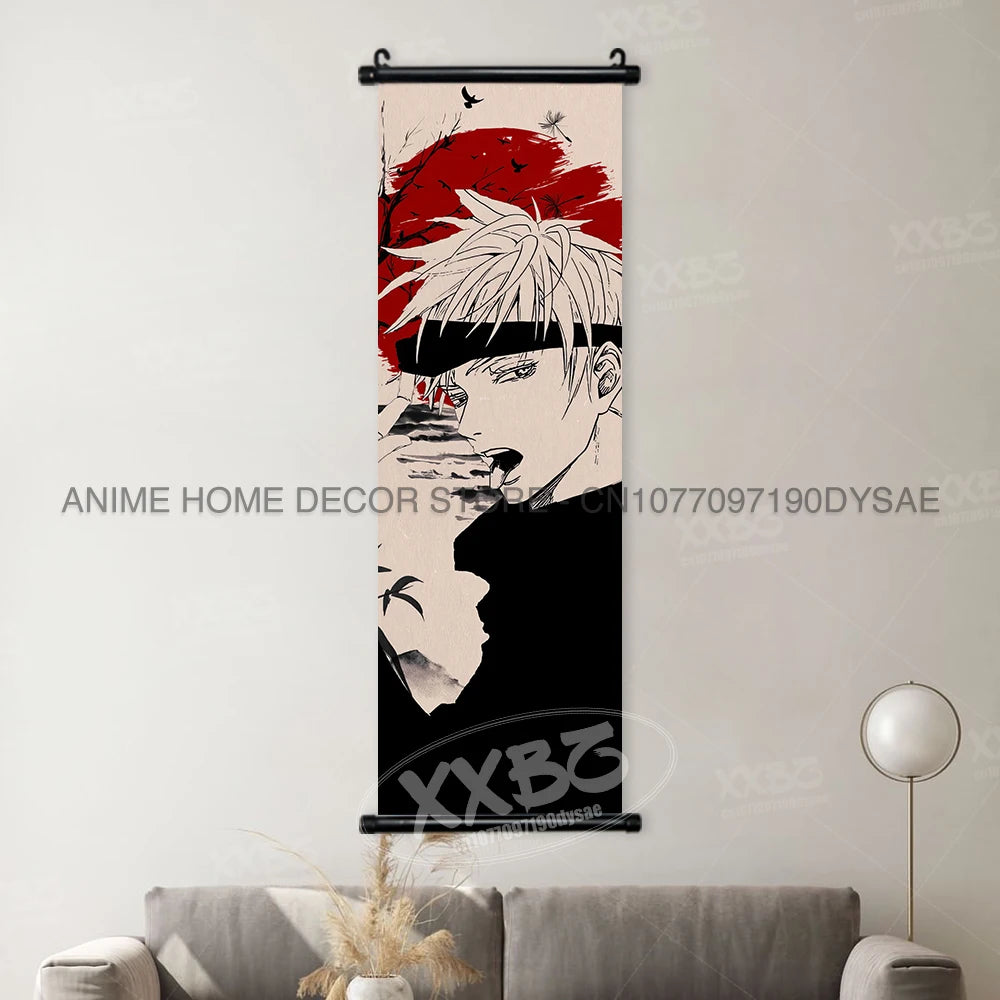 Jujutsu Kaisen Posters Gojo Satoru Canvas Scrolls Picture Panda Home Decoration Wall Artwork Fushiguro Megumi Hanging Painting