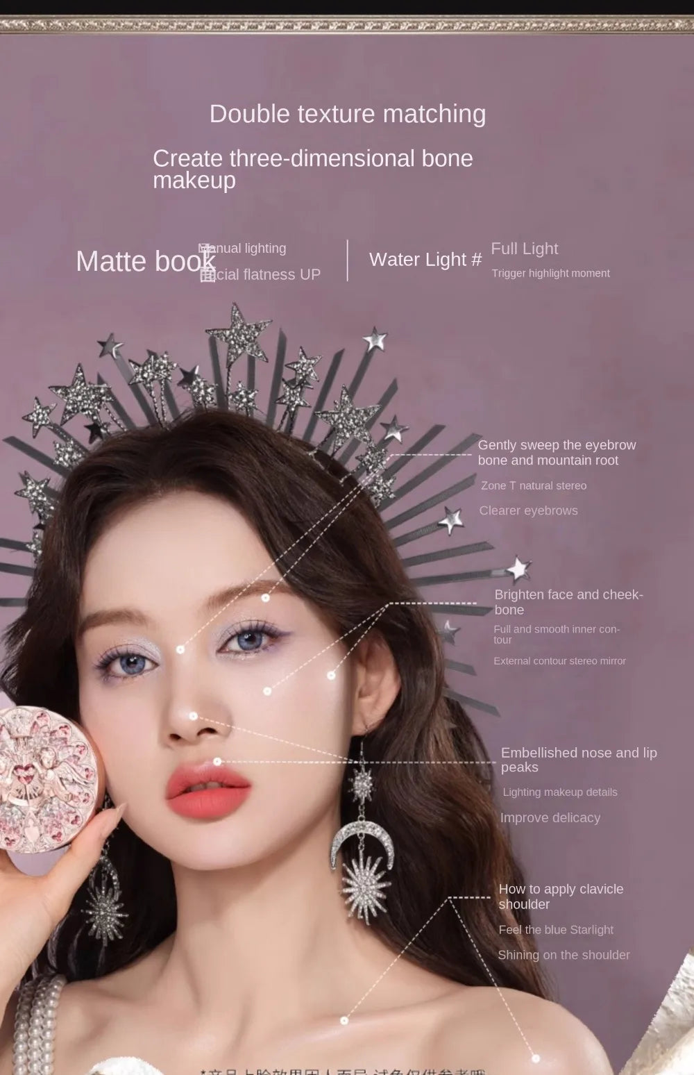 The Flower Knows Little Angel Collection Relief Highlight Face Powder iluminador Makeup Contour Highlighter Palette 8g/0.3Fl.oz