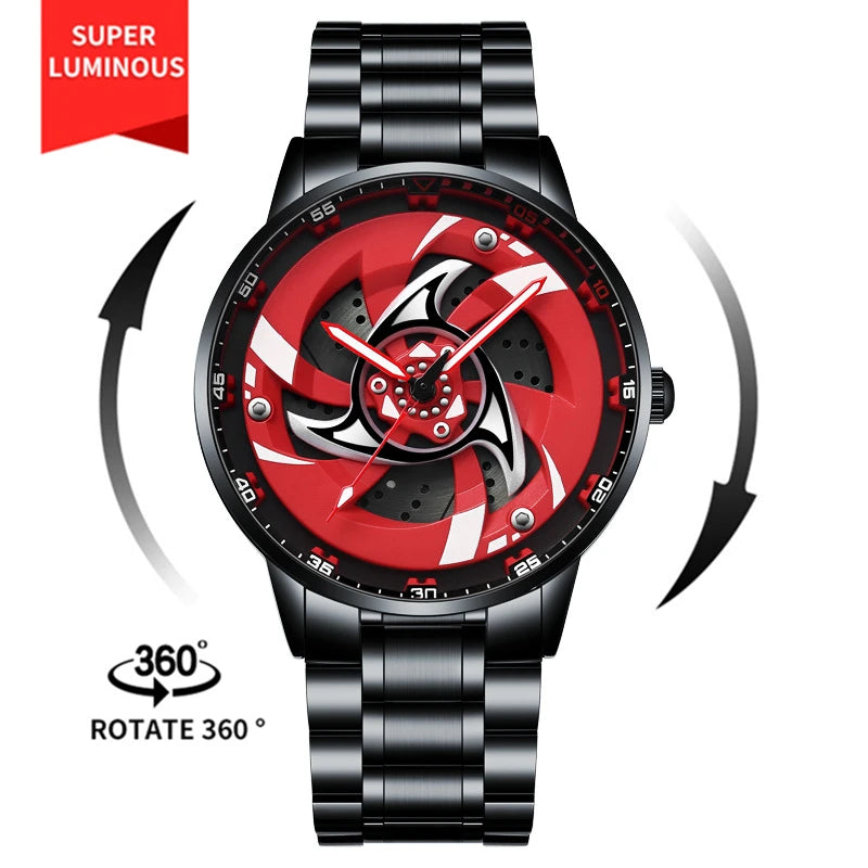 Kaleidoscope Sharingan Rotary Dial Watch 3D Japanese Anime Dial Quartz Men's Watch Top Brand Luxury Waterproof Fashion Men Watch