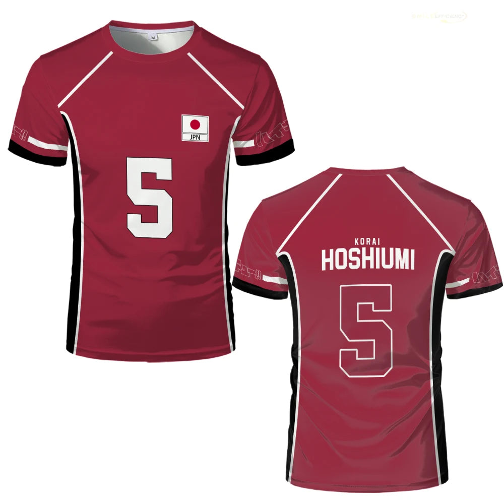 Janpan Anime Haikyuu Fukurodani Red Cosplay T-shirts Cartoon Costume Men's T Shirt Karasuno High School Boys Volleyball Jerseys