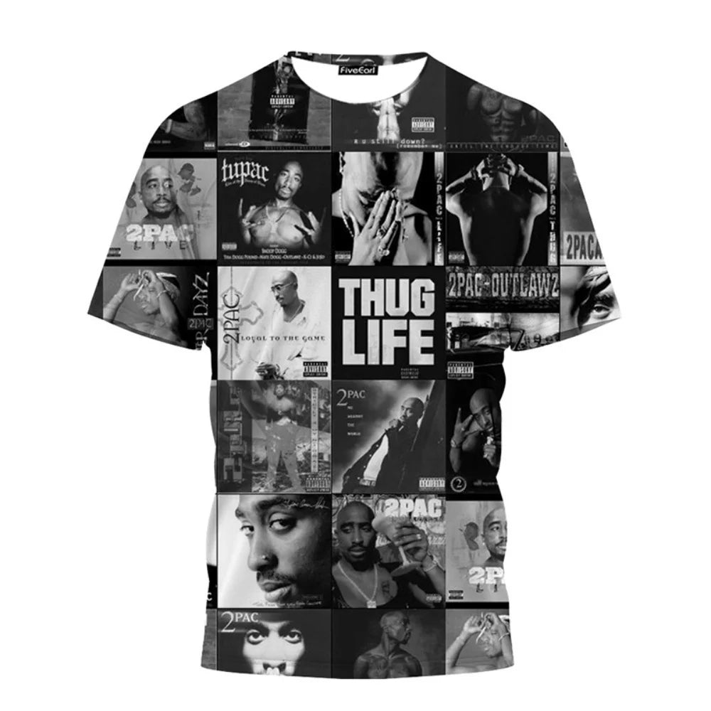 New T-Shirt Harajuku Men T-Shirt Fashion 2pac Graphic T Shirts Hip Hop Men's T-Shirts Summer Tops T-Shirts Man Designer Clothes