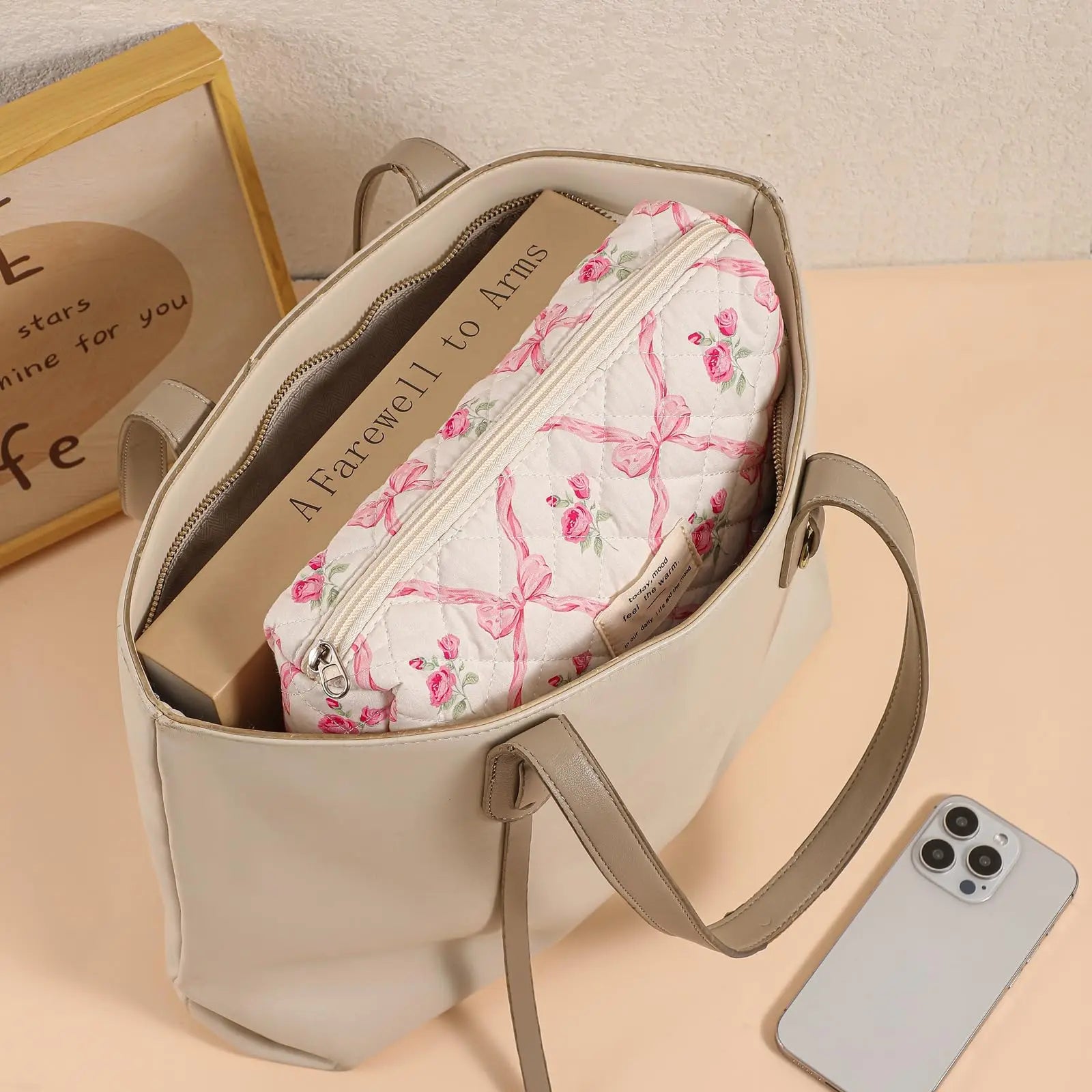 1pcs Cute Quilted Cotton Makeup Bag Women Zipper Cosmetic Organizer Cloth Handbag Box Shape Portable Toiletry Case for Girls