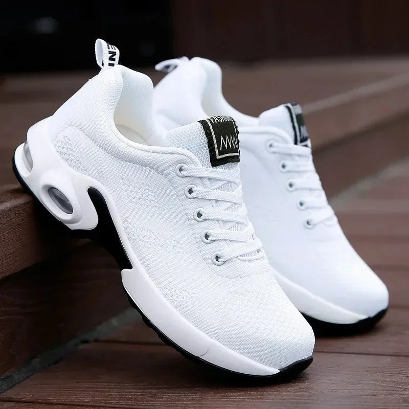 Black anime and more summer women's sneakers with air cushion design, perfect for sports and casual wear.