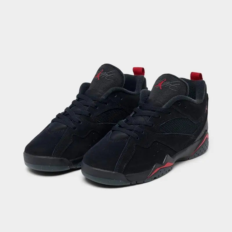 Big Kids' Air Jordan MVP 92 Basketball Shoes in black and red, showcasing a stylish design and breathable materials.