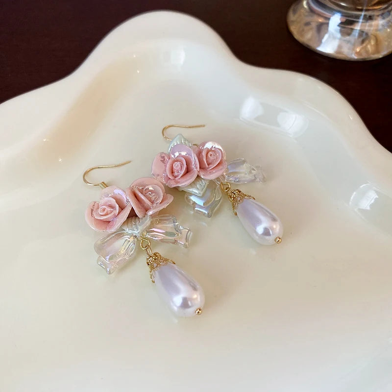 Lily Of The Valley Leaf Water Drop Resin Dangle Earrings For Women Partysu New In Earring Hook Vintage Fashion Cheongsam Jewelr