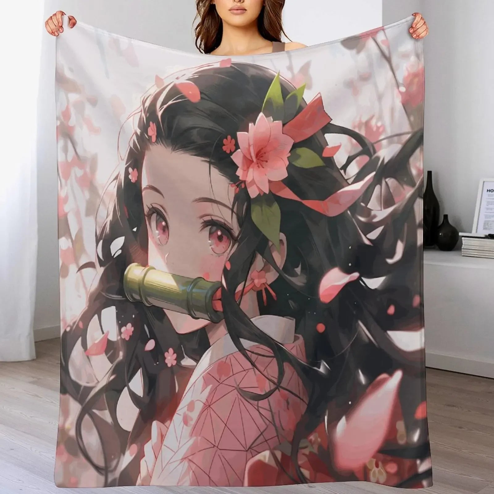 Demon Antistatic Soft Blankets & Throws Blanket Slayer Fluffy Decorative Anime Custom Fleece