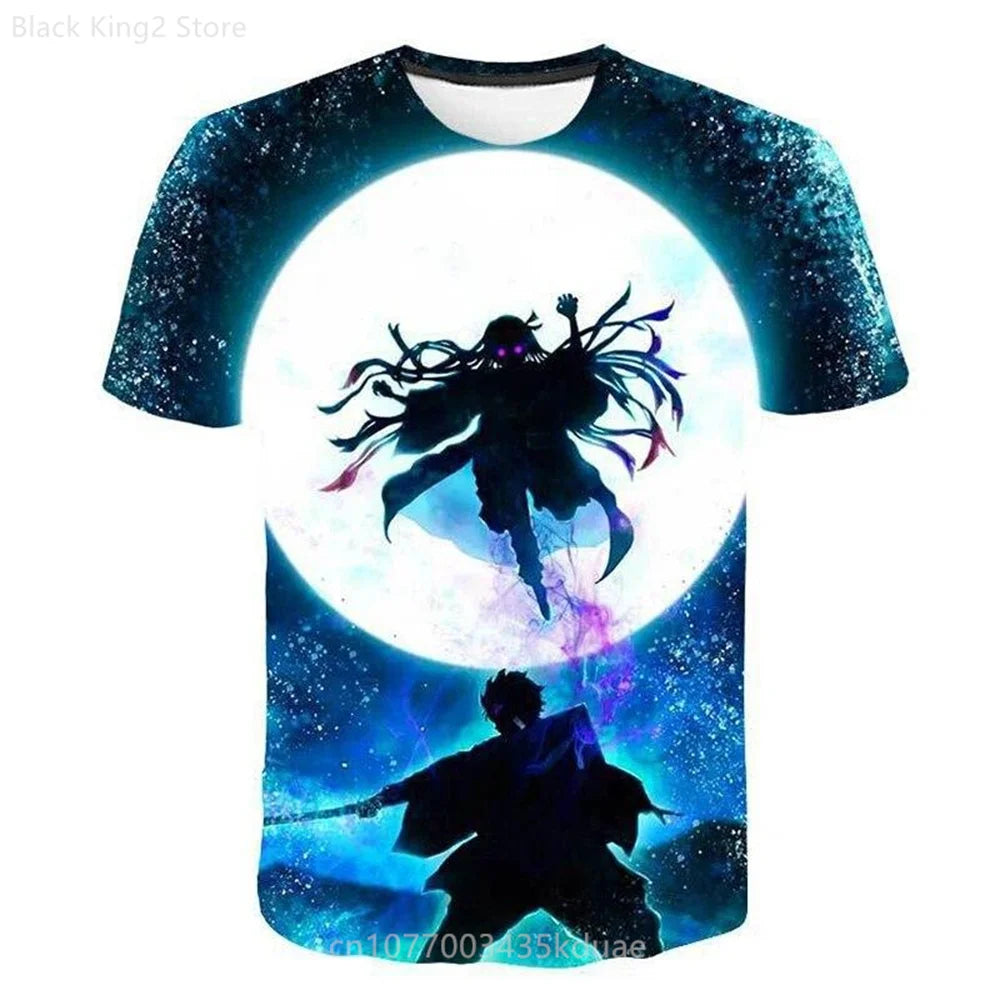 Demon Slayer Men's T-shirt Summer Cartoon Anime Manga Short Sleeve T Shirt Harajuku Boys Girl Casual Tops Oversized Men Clothing