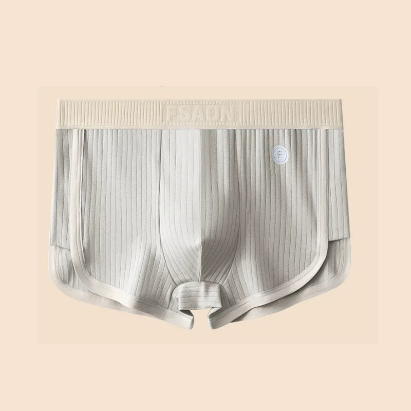 1/3PCS 100% Cotton Solid Striped Men's Boxer Sexy Breathable Mesh U Crotch Underwear High Elastic Widen Waistband Underpants