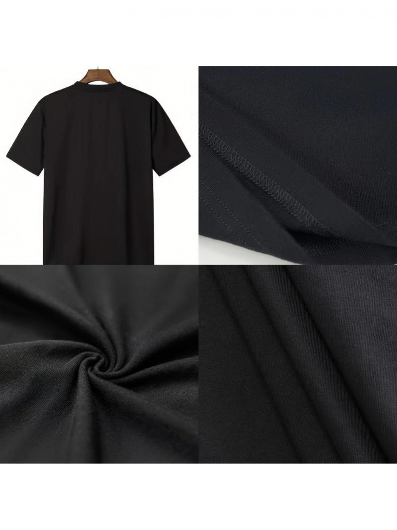 Black anime T-shirt featuring a vibrant design with a character in front of red stripes.