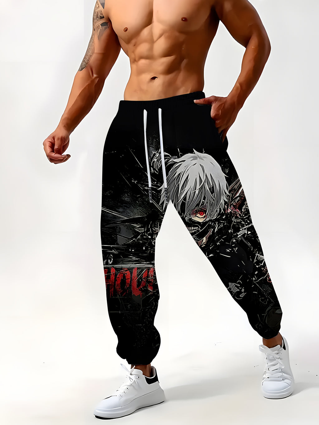 Men's 3D graphic jogger pants with cartoon design. Casual fit, drawstring waist, machine washable—perfect for streetwear, gym, or daily wear.