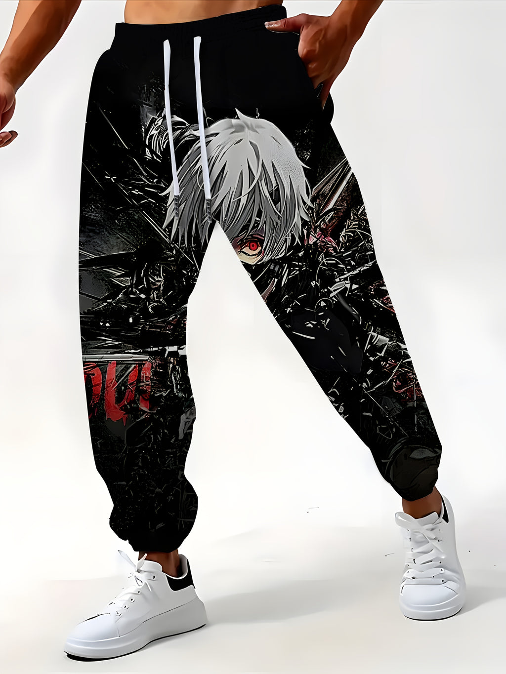 Men's 3D graphic jogger pants with cartoon design. Casual fit, drawstring waist, machine washable—perfect for streetwear, gym, or daily wear.