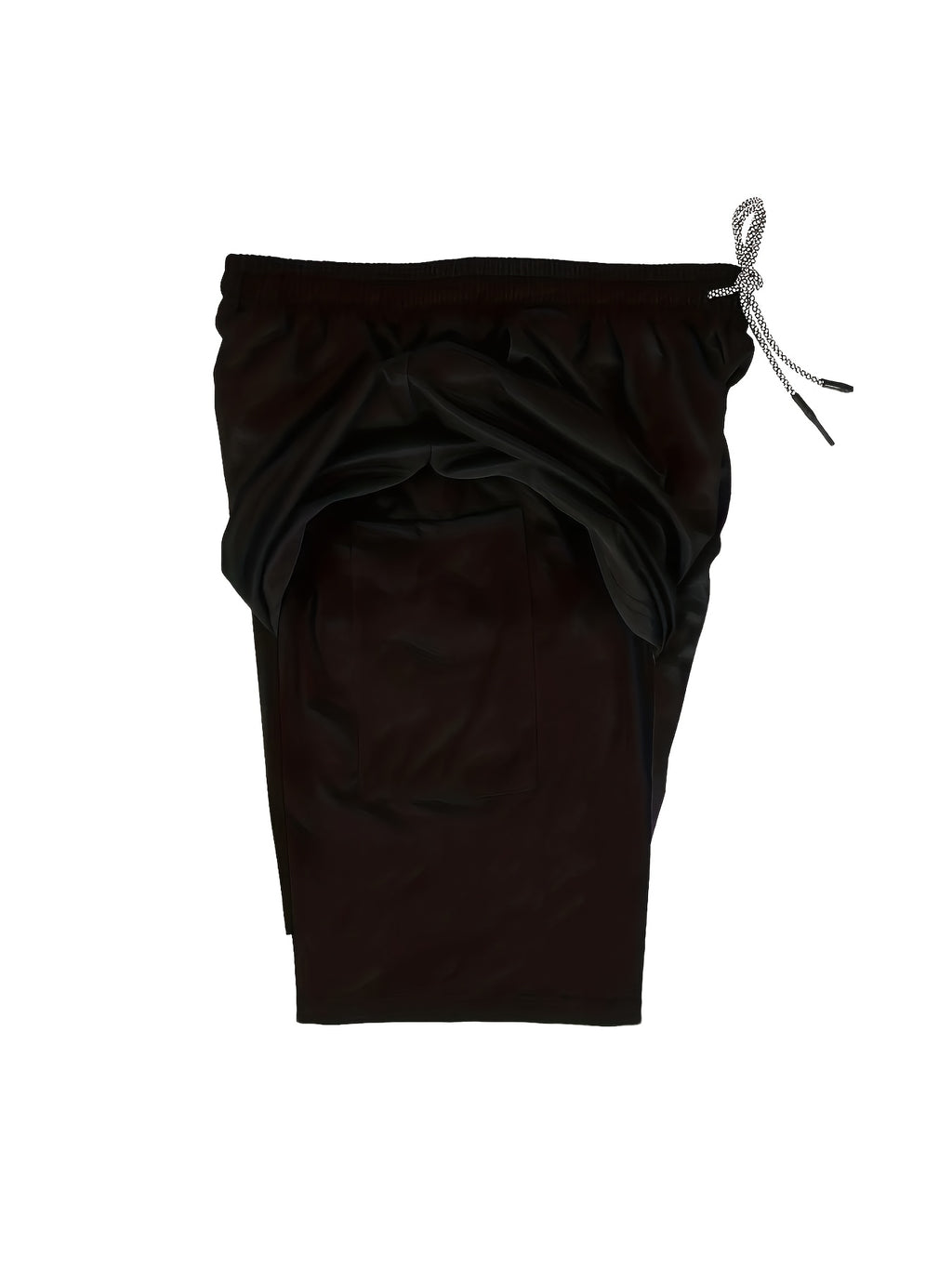 Pink anime-inspired 2-in-1 men's shorts with floral design and a black inner layer, featuring a drawstring waist.